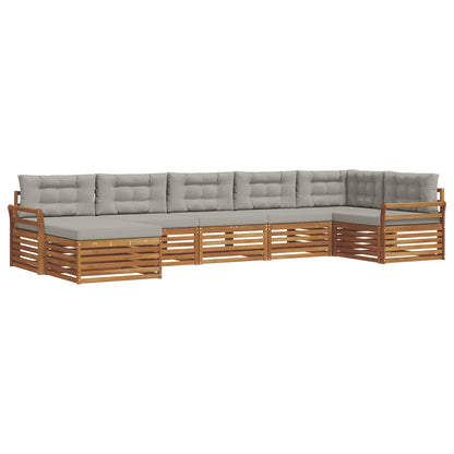 Set di divani da esterno 7 pcs Grigio Naturale e Chiaro | homemem39