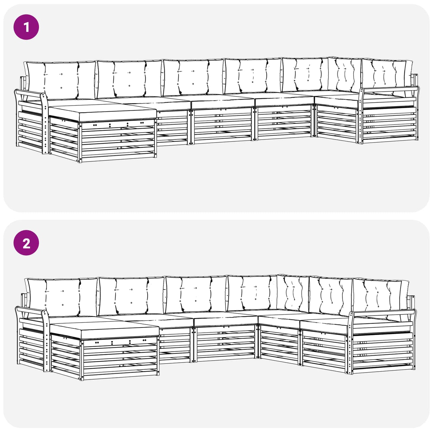 Set di divani da esterno 7 pcs Grigio Naturale e Chiaro | homemem39
