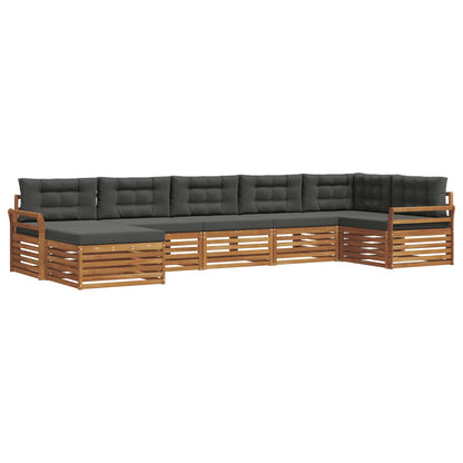 Set di divani da esterno con cuscino 7 pcs Naturale e Antracite