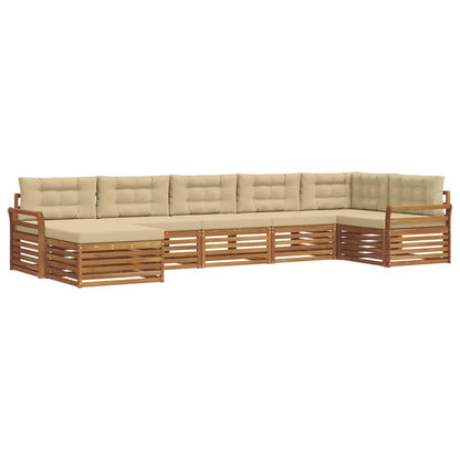 Set di divani da esterno con cuscino 7 pcs Naturale e Beige