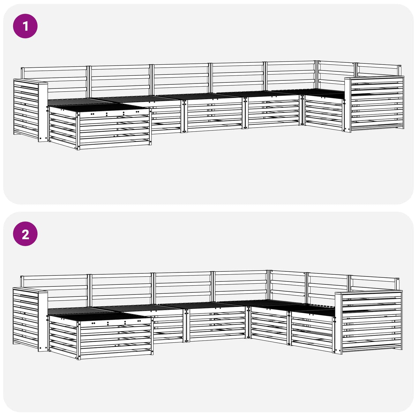 Set di divani da esterno 7 pcs Naturale