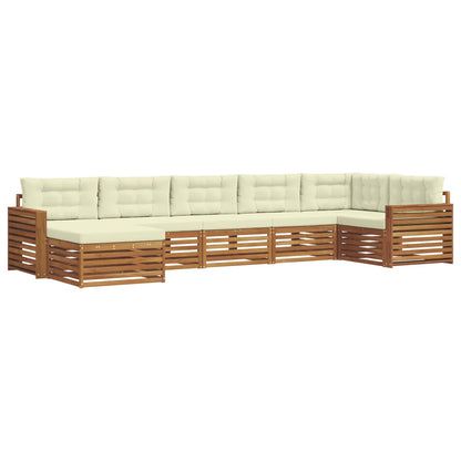 Set di divani da esterno con cuscino 7 pcs Naturale e Crema | homemem39