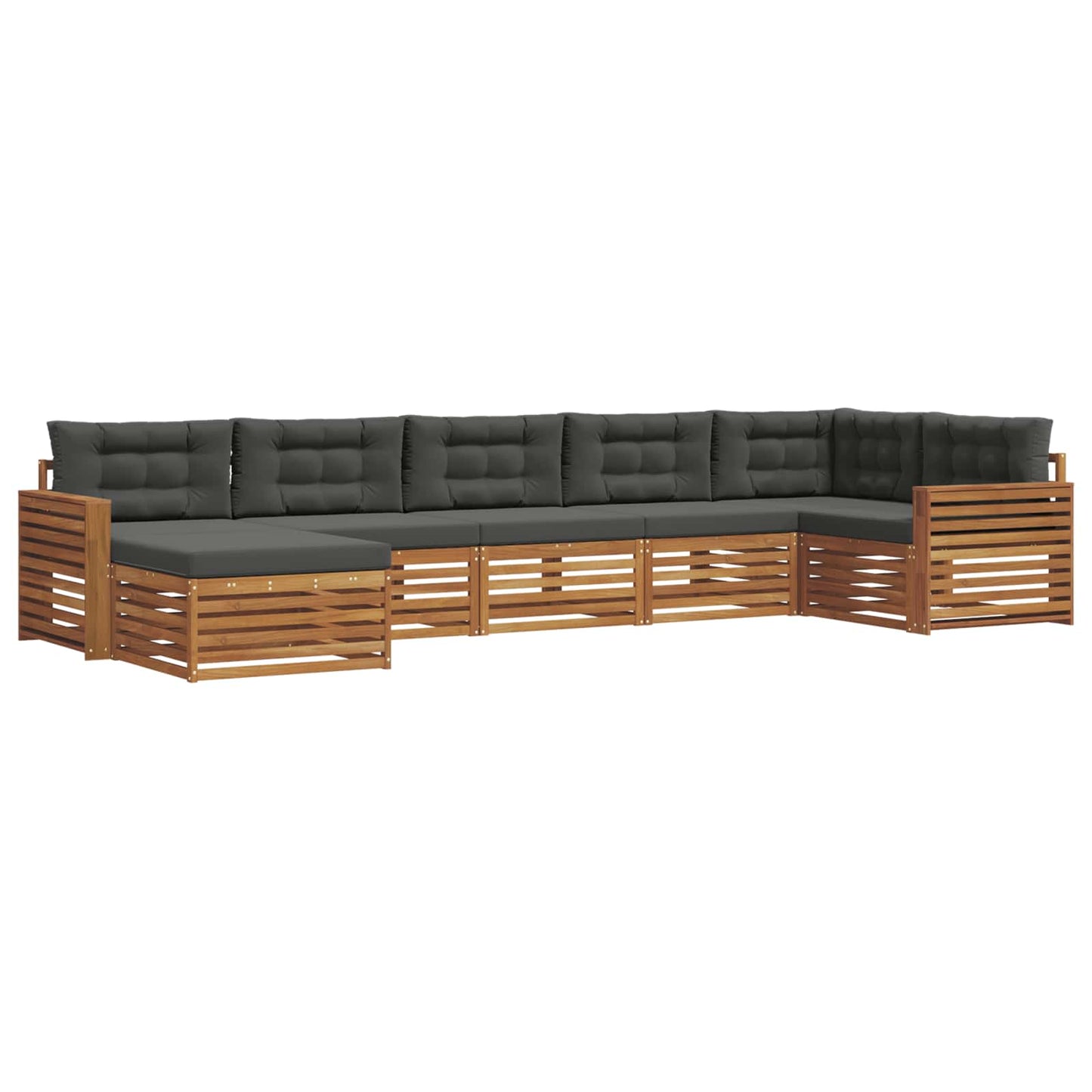 Set di divani da esterno con cuscino 7 pcs Naturale e Antracite | homemem39