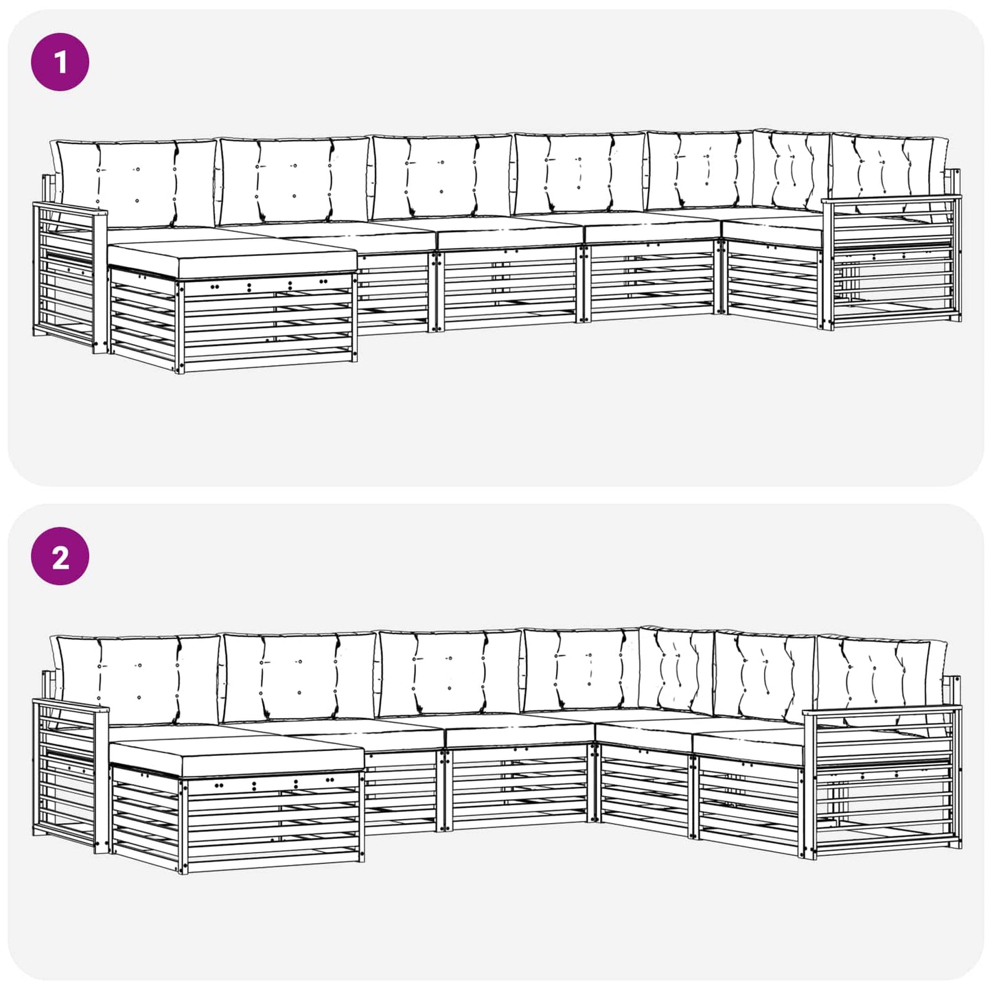 Set di divani da esterno con cuscino 7 pcs Naturale e Crema | homemem39