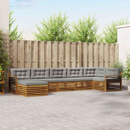 Set di divani da esterno 7 pcs Grigio Naturale e Chiaro