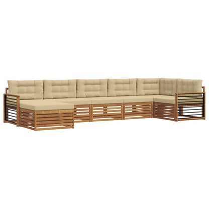 Set di divani da esterno con cuscino 7 pcs Naturale e Beige | homemem39