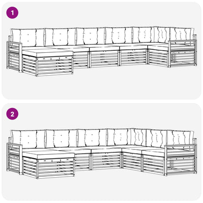 Set di divani da esterno con cuscino 7 pcs Naturale e Beige | homemem39