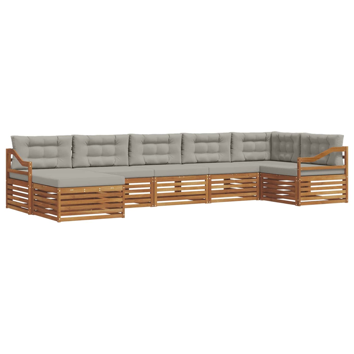 Set di divani da esterno 7 pcs Grigio Naturale e Chiaro | homemem39
