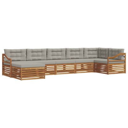 Set di divani da esterno 7 pcs Grigio Naturale e Chiaro