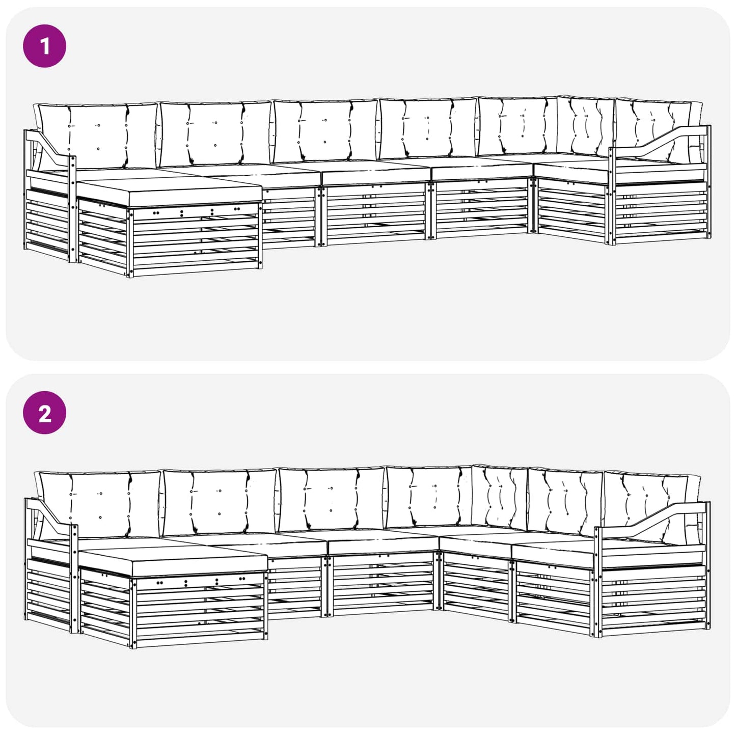 Set di divani da esterno con cuscino 7 pcs Naturale e Antracite | homemem39