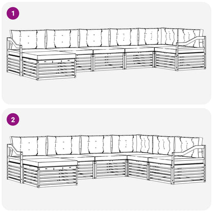Set di divani da esterno con cuscino 7 pcs Naturale e Antracite