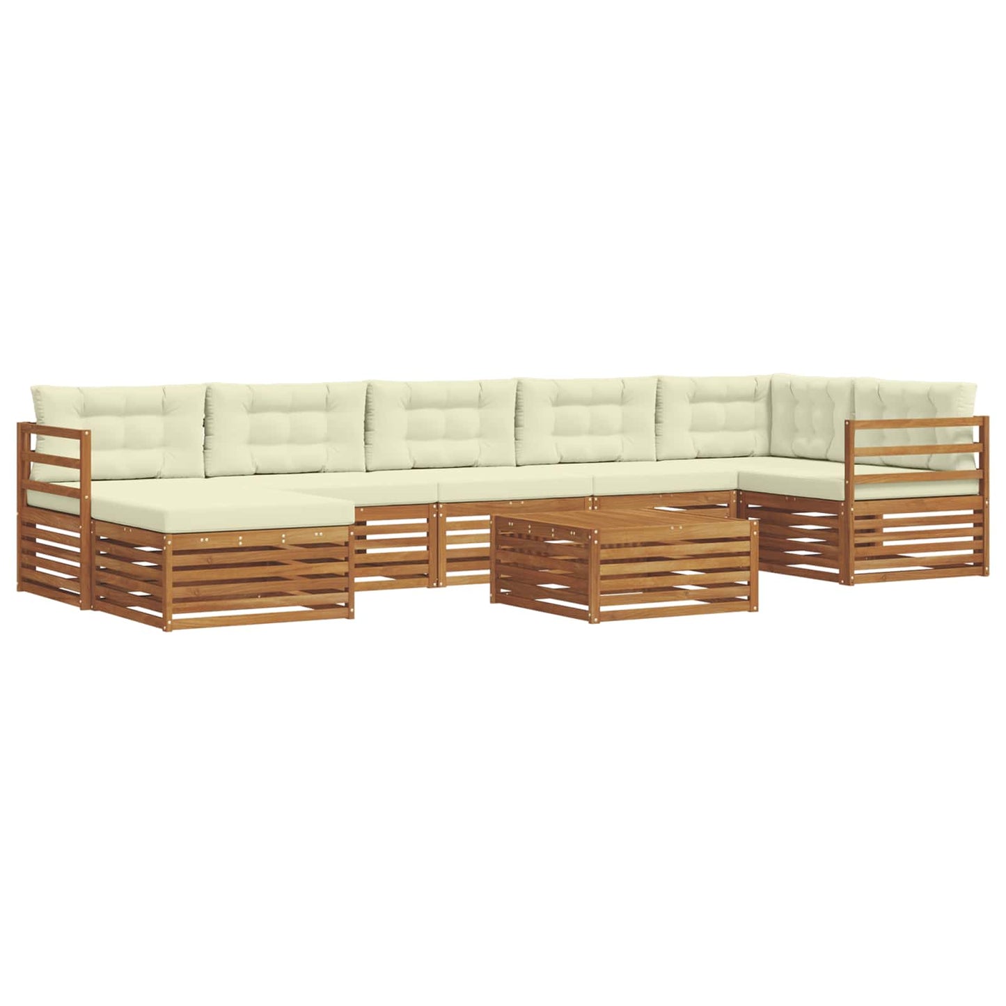Set di divani da esterno con cuscino 8 pcs Naturale e Crema | homemem39