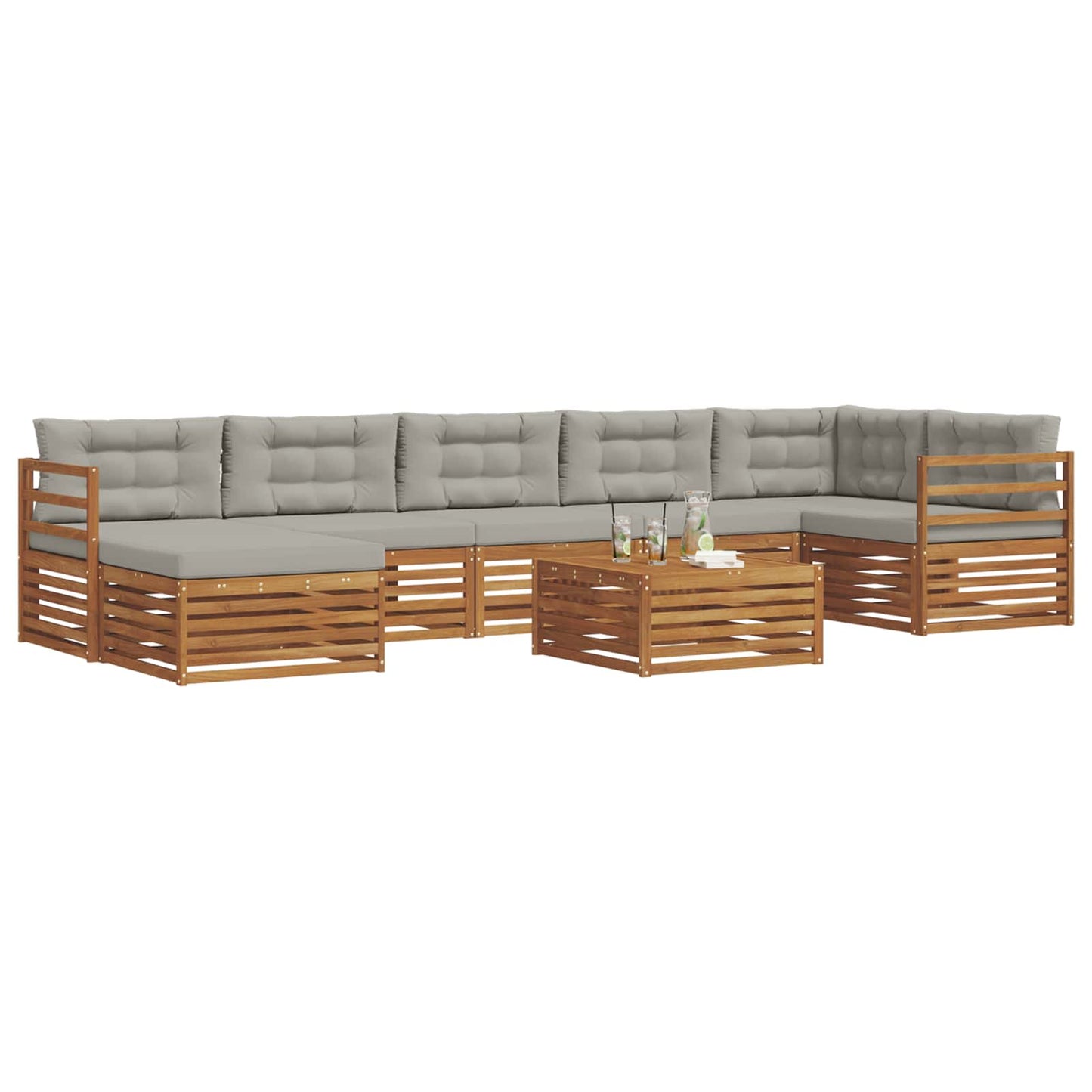 Set di divani da esterno 8 pcs Grigio Naturale e Chiaro | homemem39