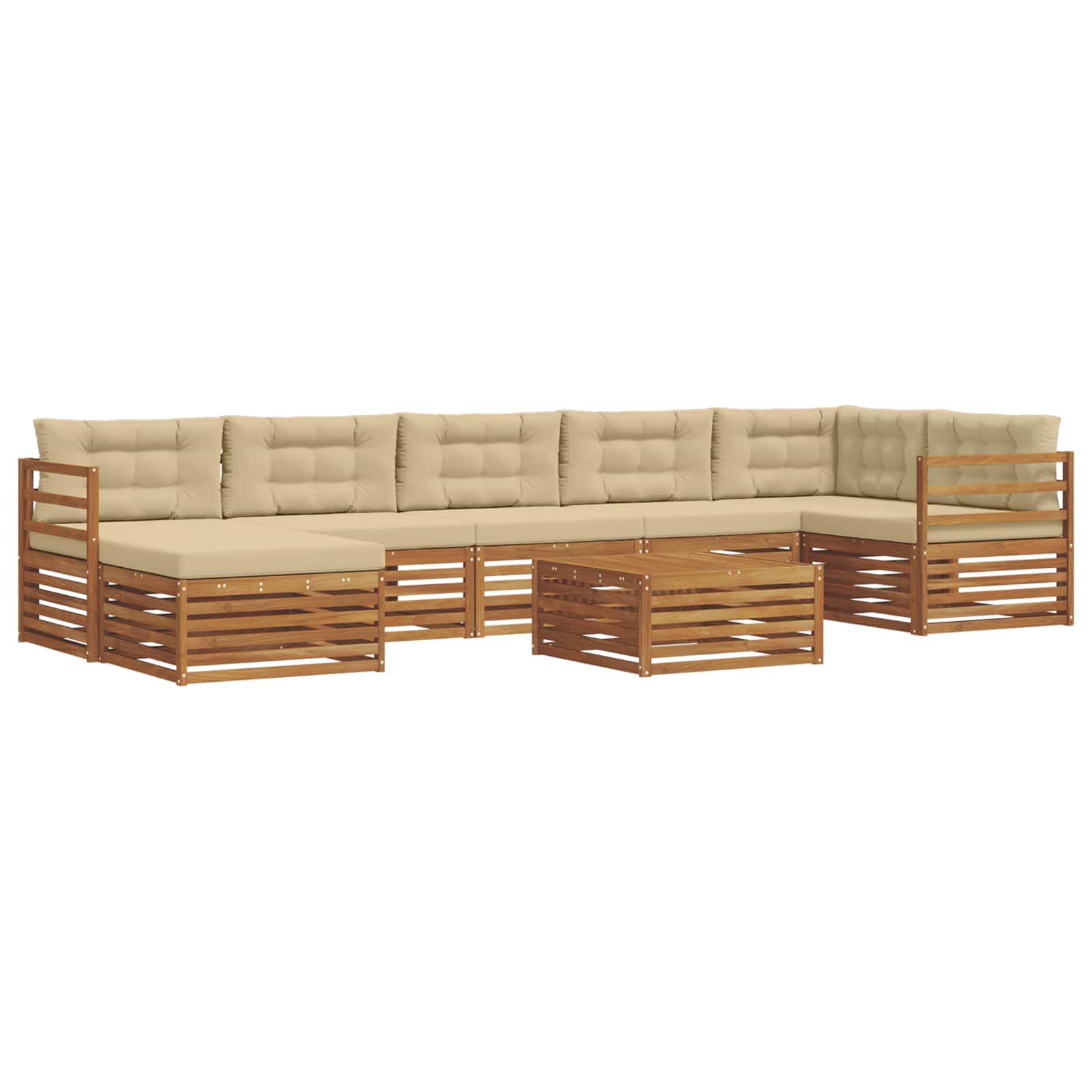 Set di divani da esterno con cuscino 8 pcs Naturale e Beige | homemem39