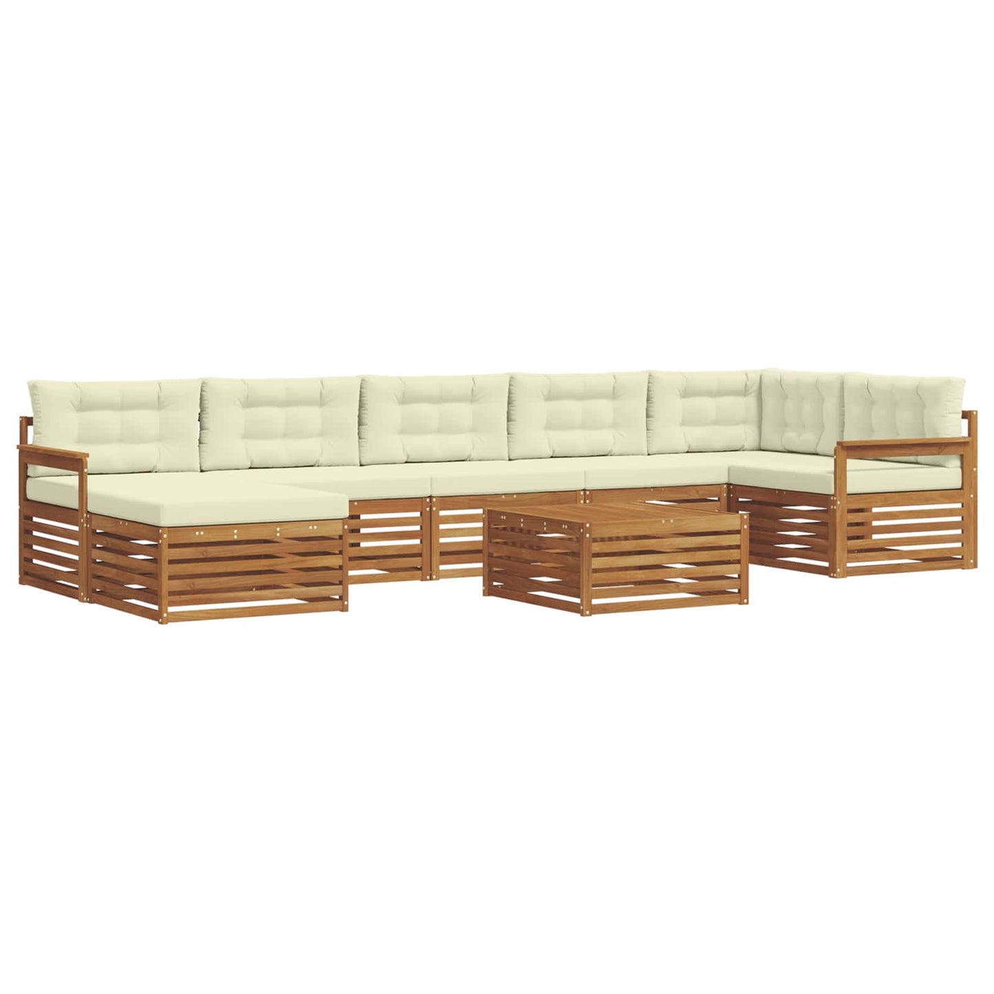 Set di divani da esterno con cuscino 8 pcs Naturale e Crema