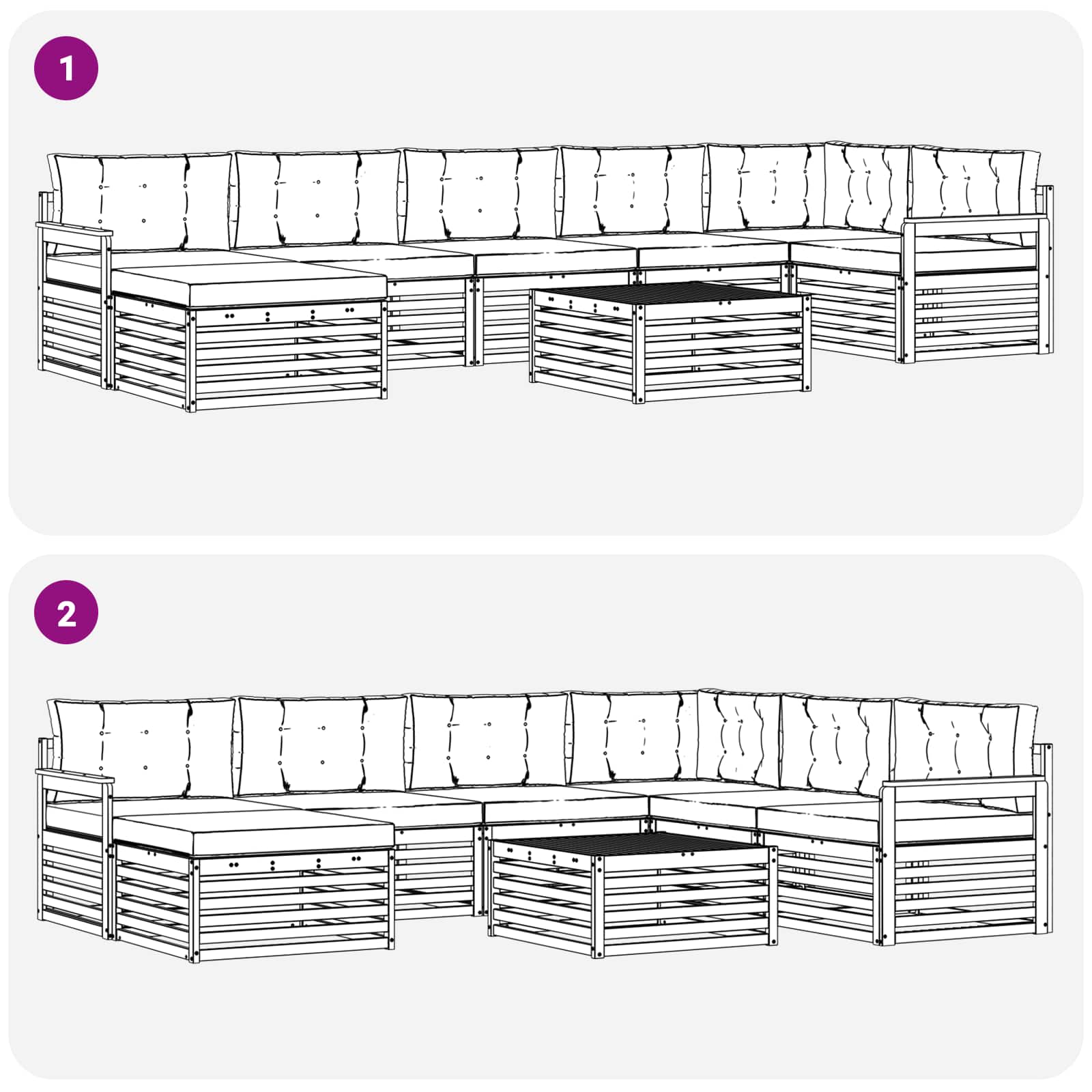 Set di divani da esterno 8 pcs Grigio Naturale e Chiaro | homemem39