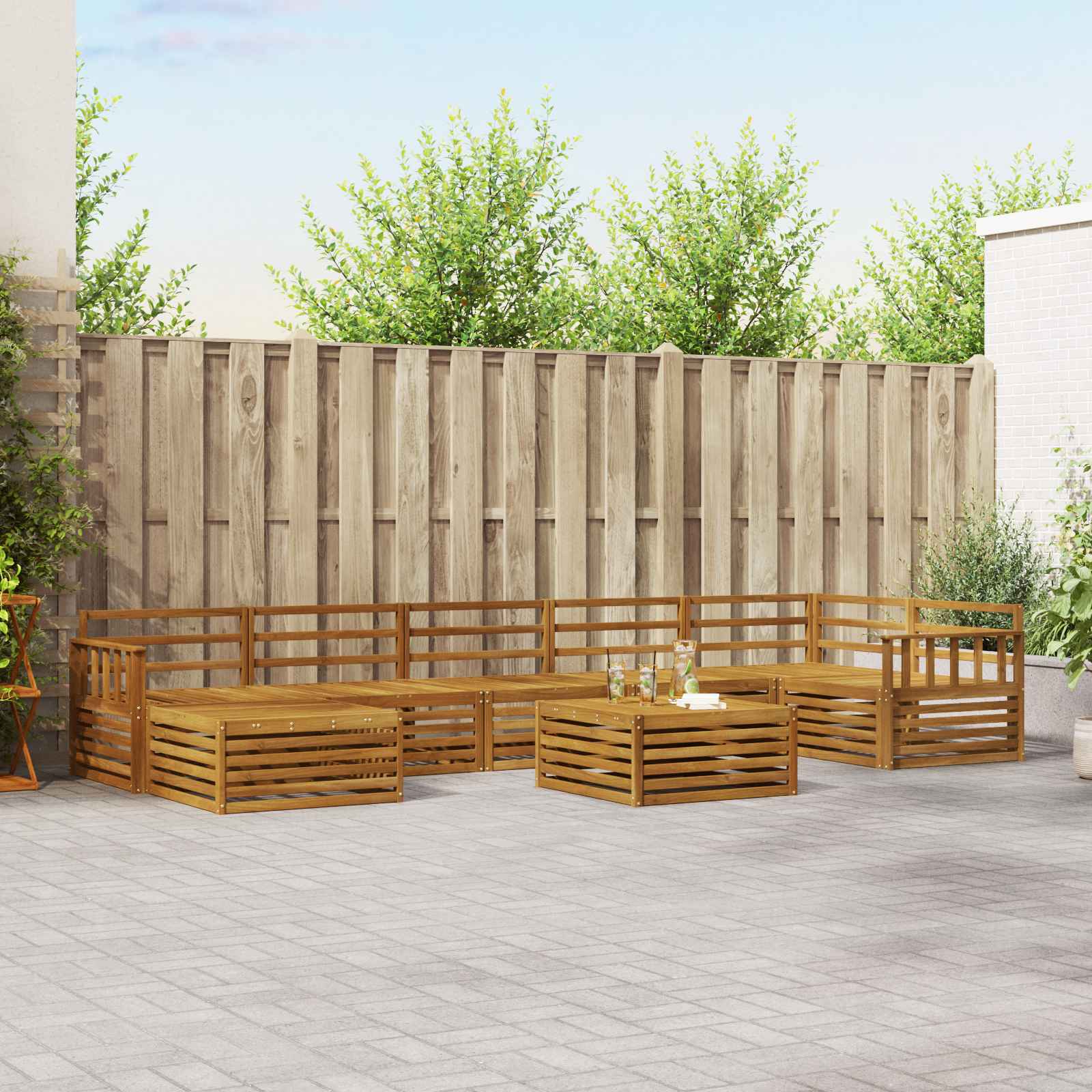 Set di divani da esterno 8 pcs Naturale | homemem39