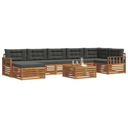 Set di divani da esterno con cuscino 8 pcs Naturale e Antracite | homemem39