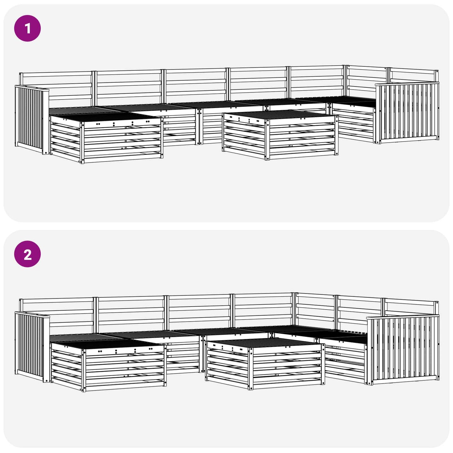 Set di divani da esterno 8 pcs Naturale