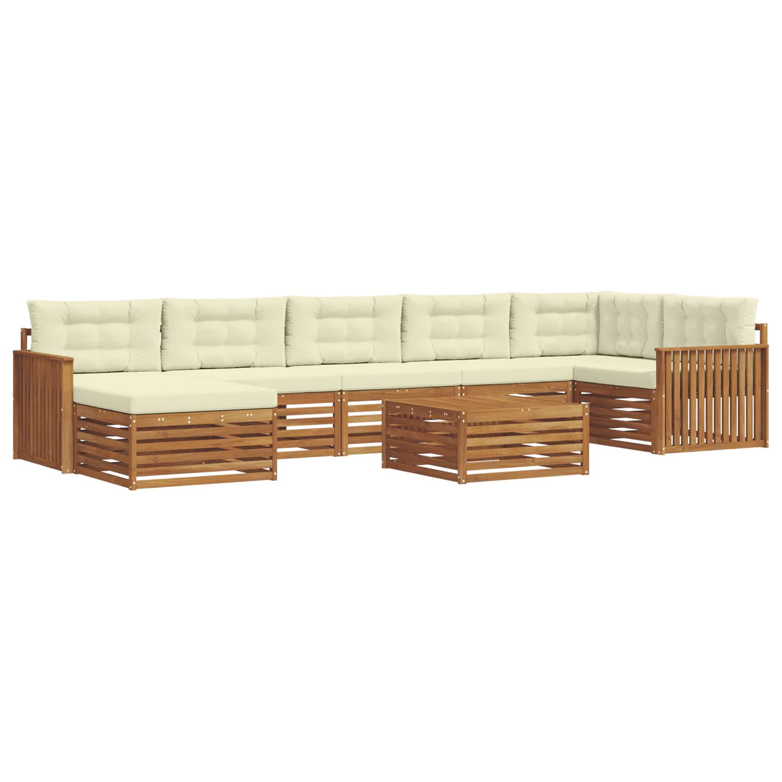 Set di divani da esterno con cuscino 8 pcs Naturale e Crema | homemem39