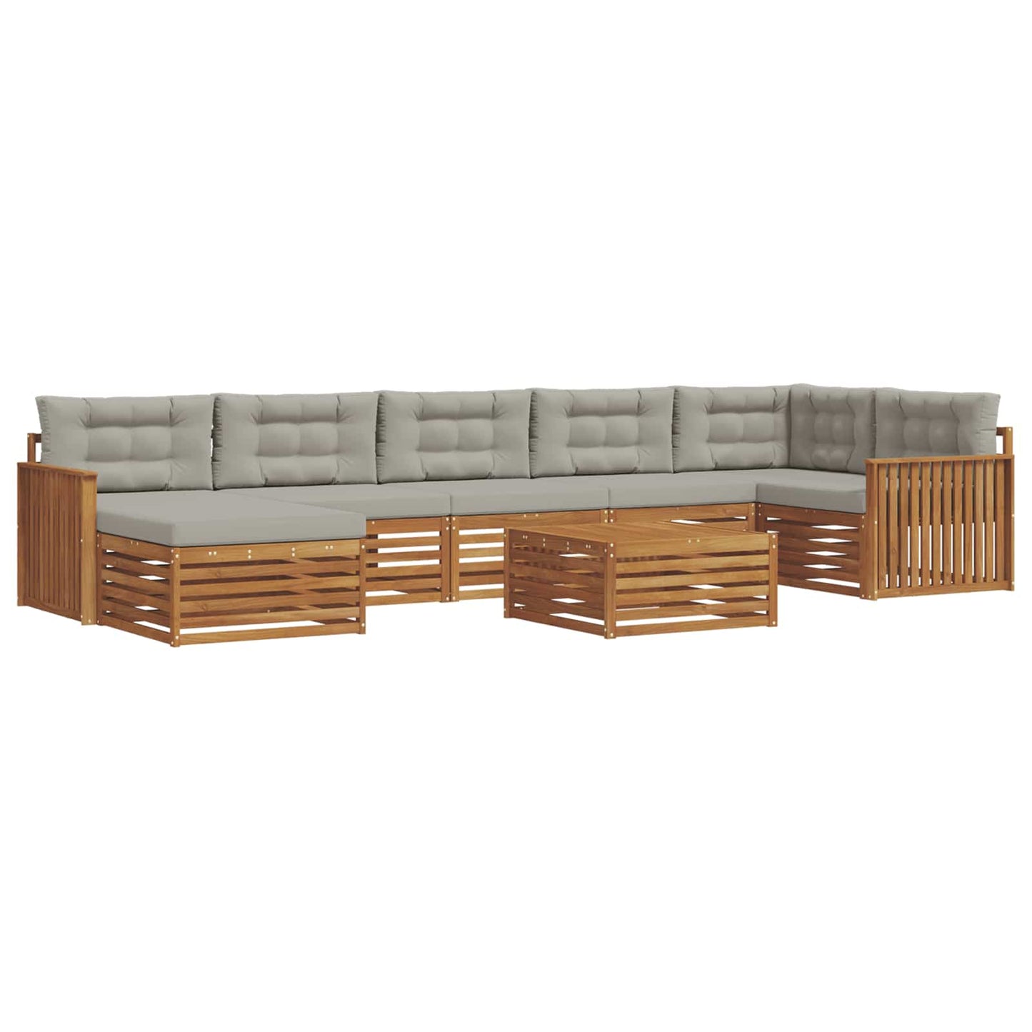 Set di divani da esterno 8 pcs Grigio Naturale e Chiaro | homemem39