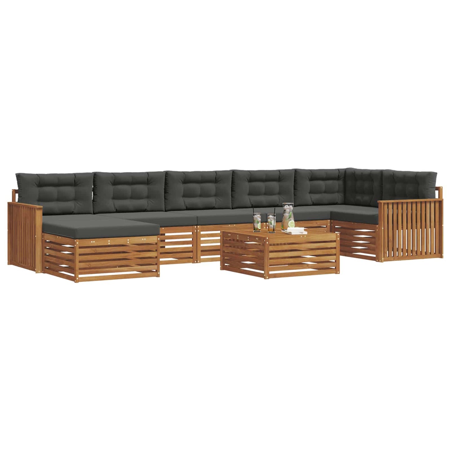 Set di divani da esterno con cuscino 8 pcs Naturale e Antracite