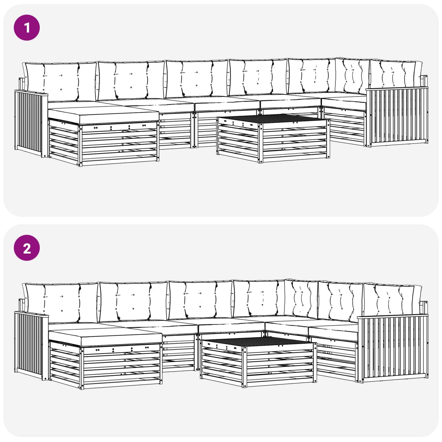Set di divani da esterno con cuscino 8 pcs Naturale e Antracite | homemem39