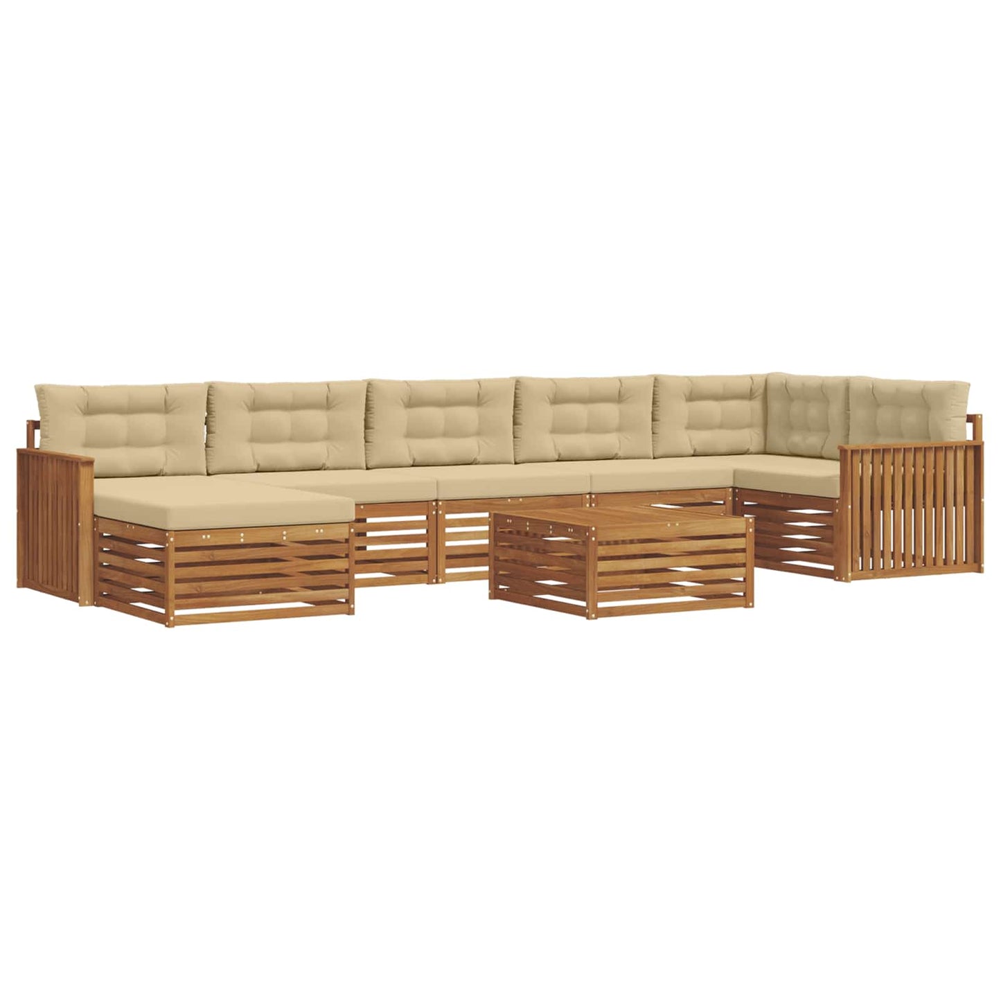Set di divani da esterno con cuscino 8 pcs Naturale e Beige | homemem39