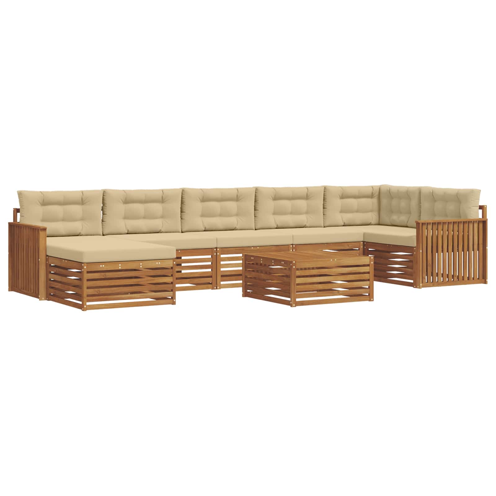 Set di divani da esterno con cuscino 8 pcs Naturale e Beige | homemem39