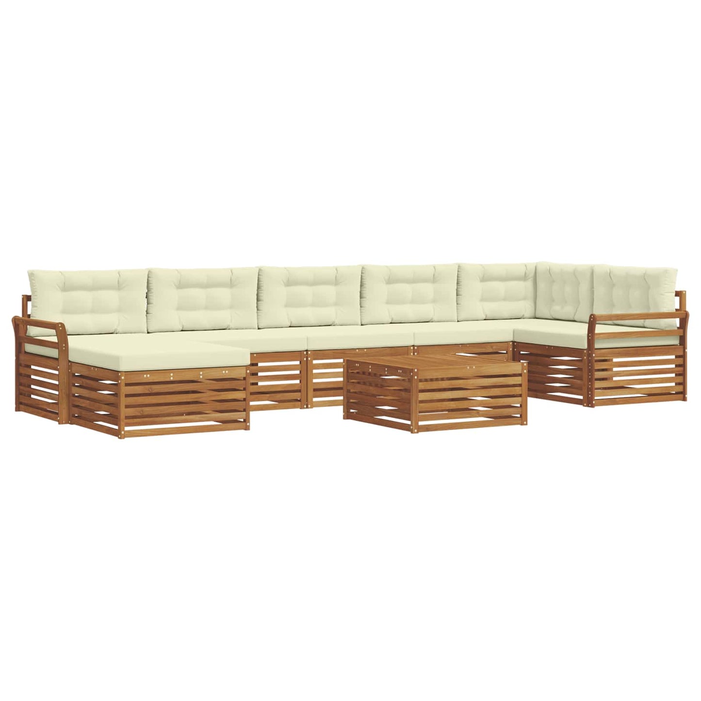 Set di divani da esterno con cuscino 8 pcs Naturale e Crema