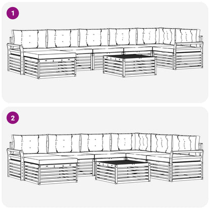 Set di divani da esterno con cuscino 8 pcs Naturale e Crema | homemem39