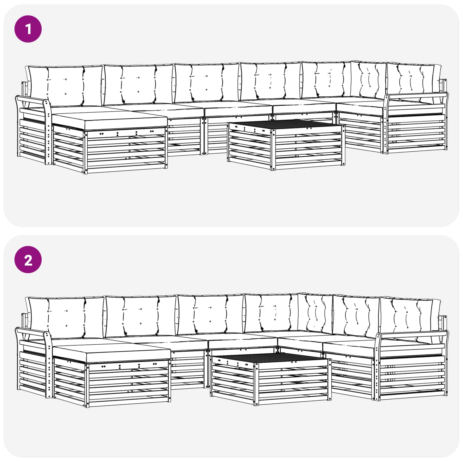 Set di divani da esterno 8 pcs Grigio Naturale e Chiaro | homemem39