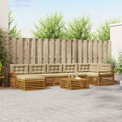 Set di divani da esterno con cuscino 8 pcs Naturale e Beige | homemem39
