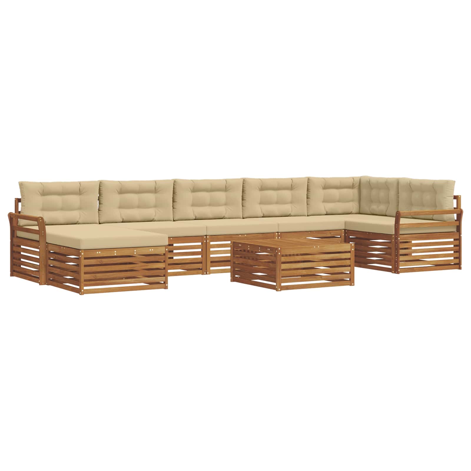 Set di divani da esterno con cuscino 8 pcs Naturale e Beige | homemem39
