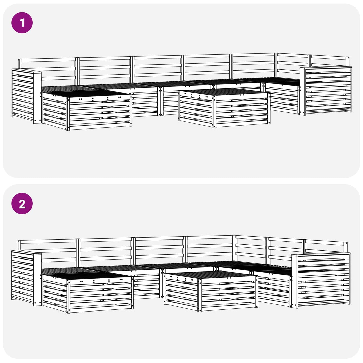 Set di divani da esterno 8 pcs Naturale