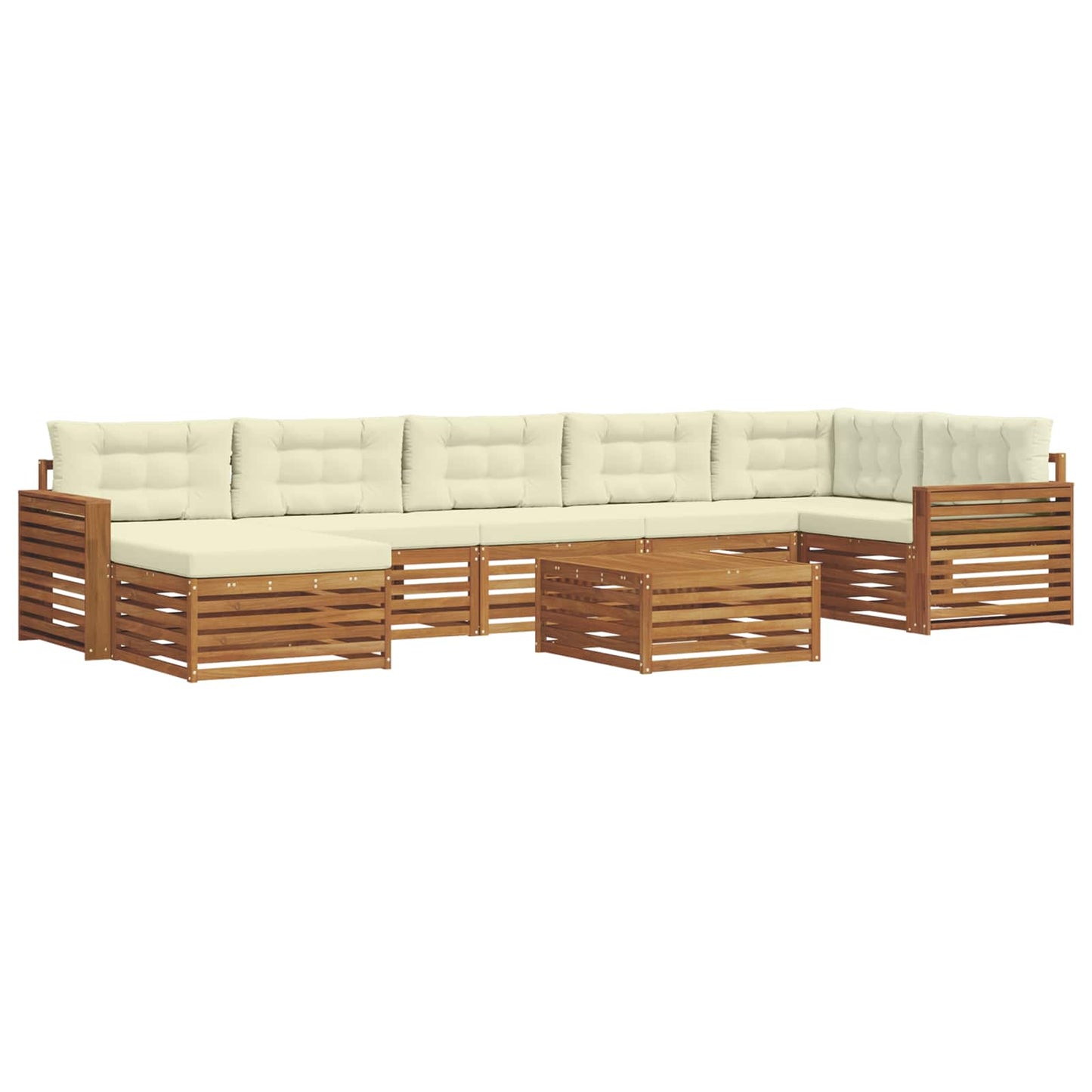 Set di divani da esterno con cuscino 8 pcs Naturale e Crema | homemem39