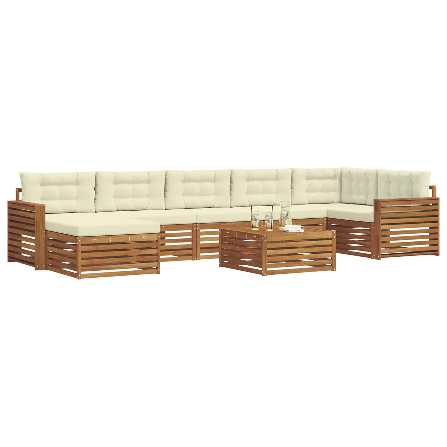 Set di divani da esterno con cuscino 8 pcs Naturale e Crema | homemem39