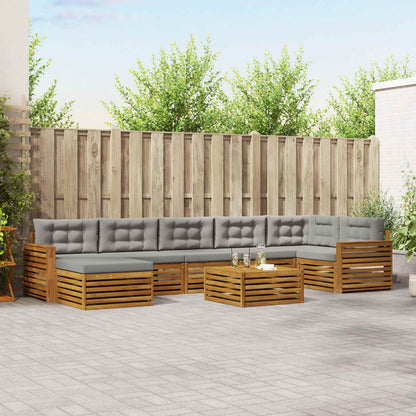 Set di divani da esterno 8 pcs Grigio Naturale e Chiaro