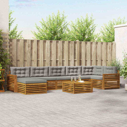Set di divani da esterno 8 pcs Grigio Naturale e Chiaro