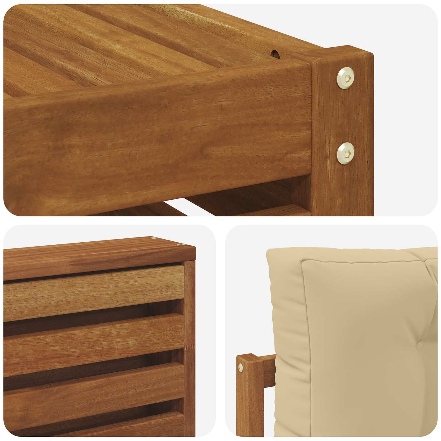 Set di divani da esterno con cuscino 8 pcs Naturale e Beige | homemem39