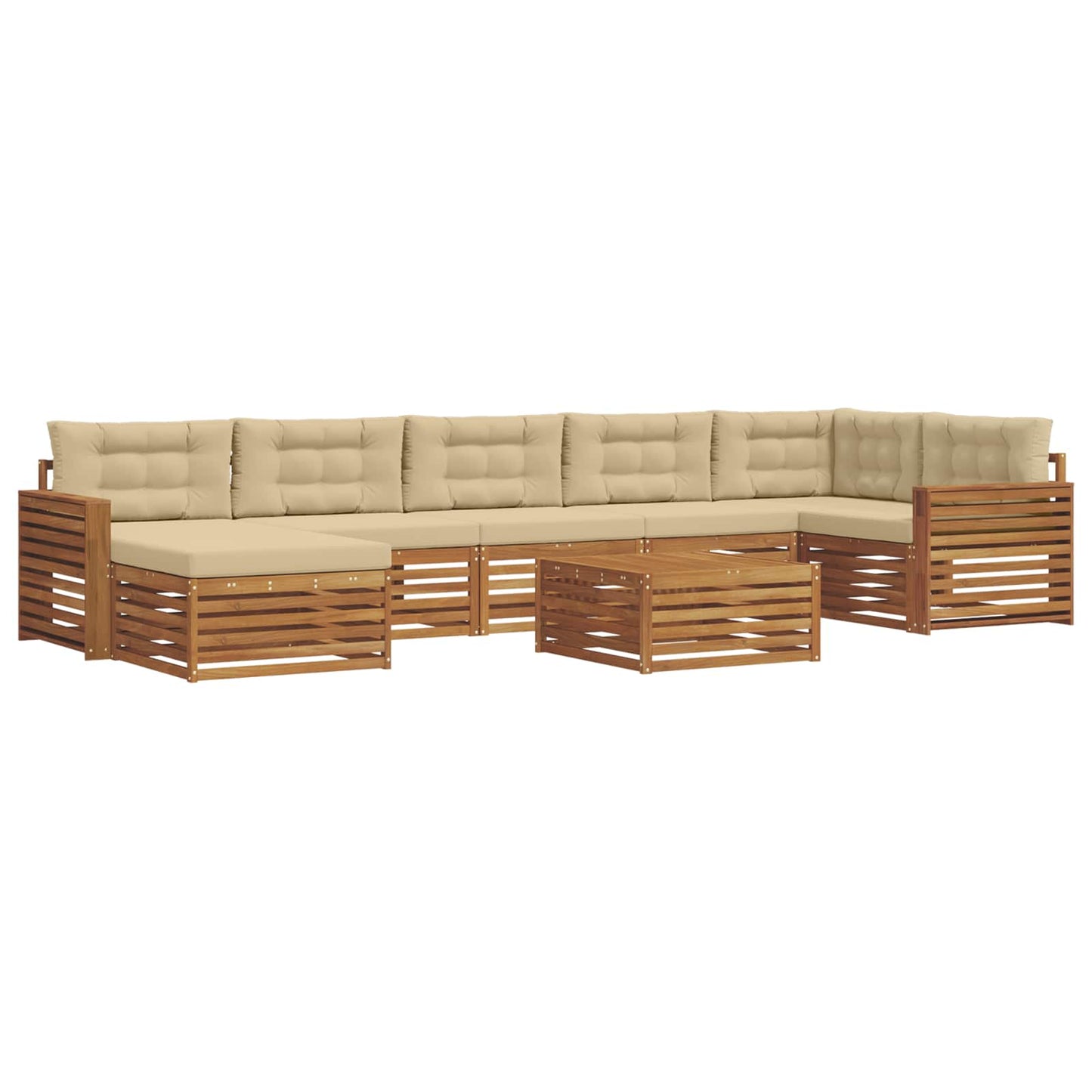 Set di divani da esterno con cuscino 8 pcs Naturale e Beige | homemem39