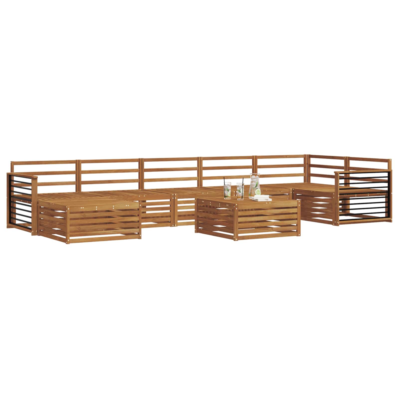 Set divani 8 pcs Naturale Legno di Acacia Massello | homemem39