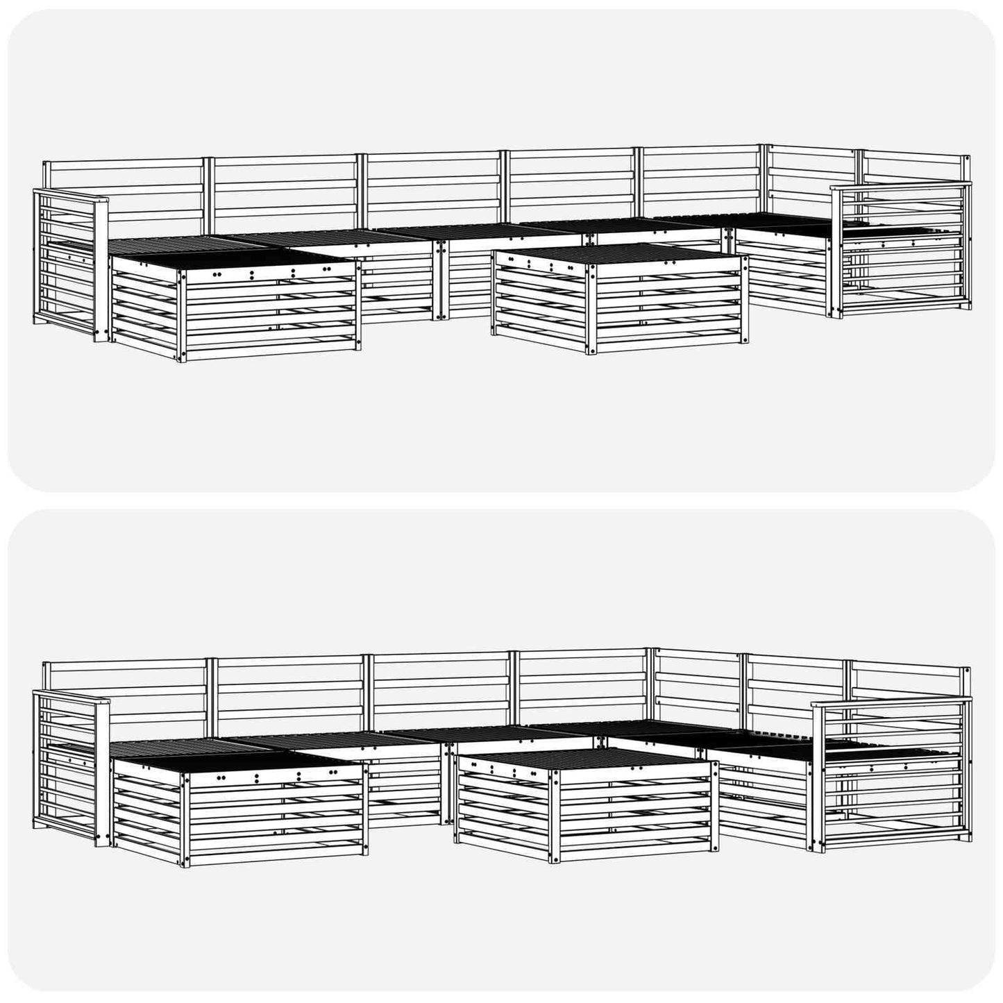 Set divani 8 pcs Naturale Legno di Acacia Massello | homemem39