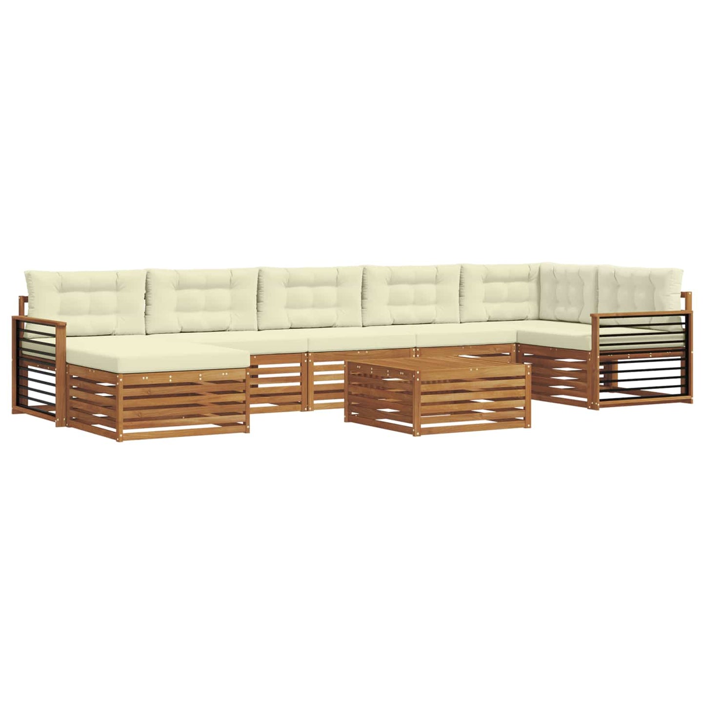 Set di divani da esterno con cuscino 8 pcs Naturale e Crema