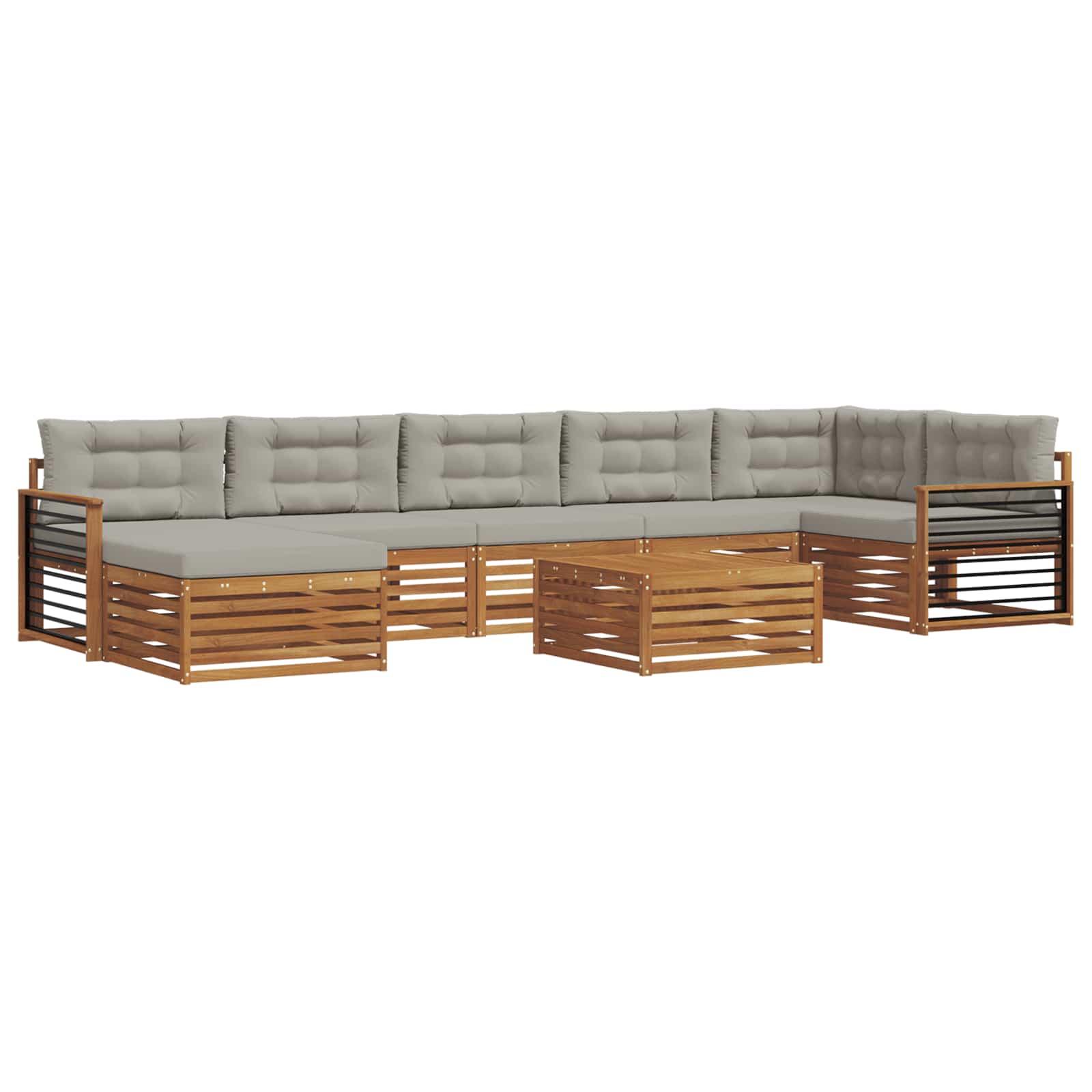 Set di divani da esterno 8 pcs Grigio Naturale e Chiaro | homemem39
