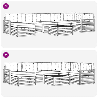 Set di divani da esterno 8 pcs Grigio Naturale e Chiaro | homemem39