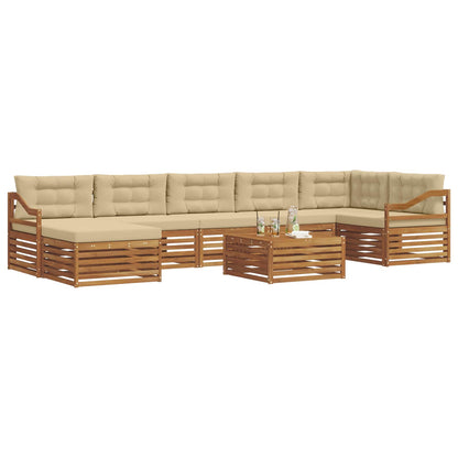Set di divani da esterno con cuscino 8 pcs Naturale e Beige