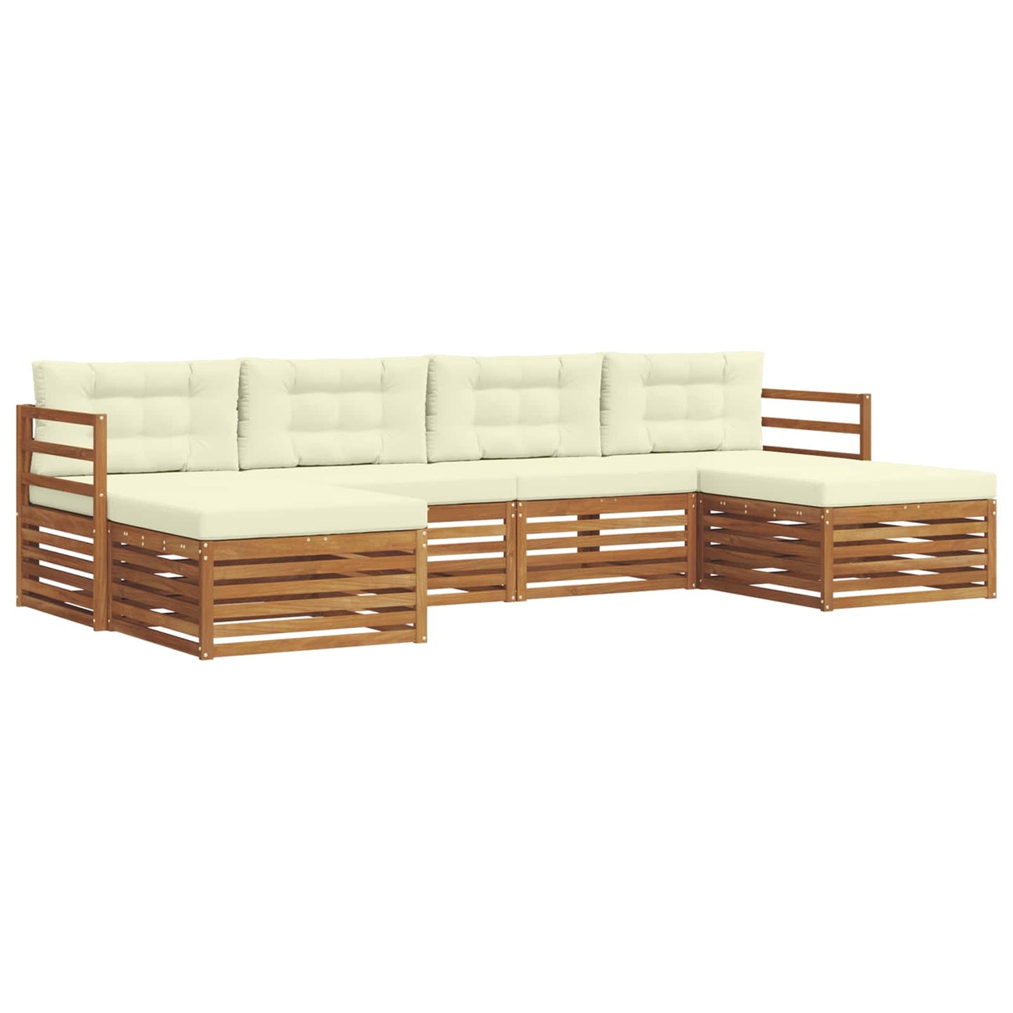 Set divani 6 pcs Naturale e Crema Legno di Acacia Massello | homemem39