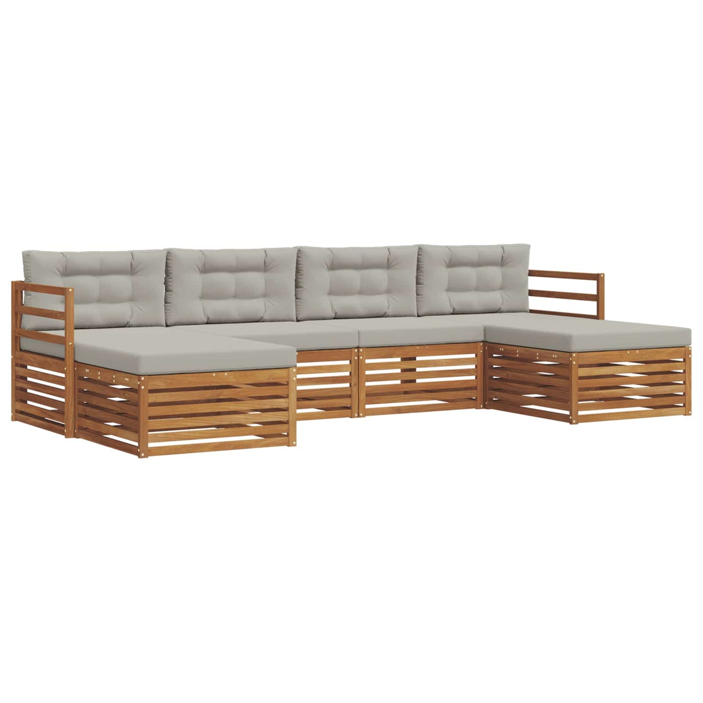 Set divani con cuscino 6 pcs Grigio Naturale e Chiaro | homemem39