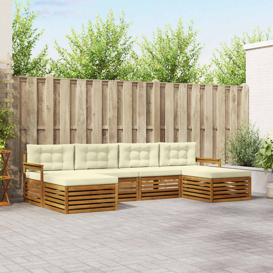 Set divani 6 pcs Naturale e Crema Legno di Acacia Massello | homemem39